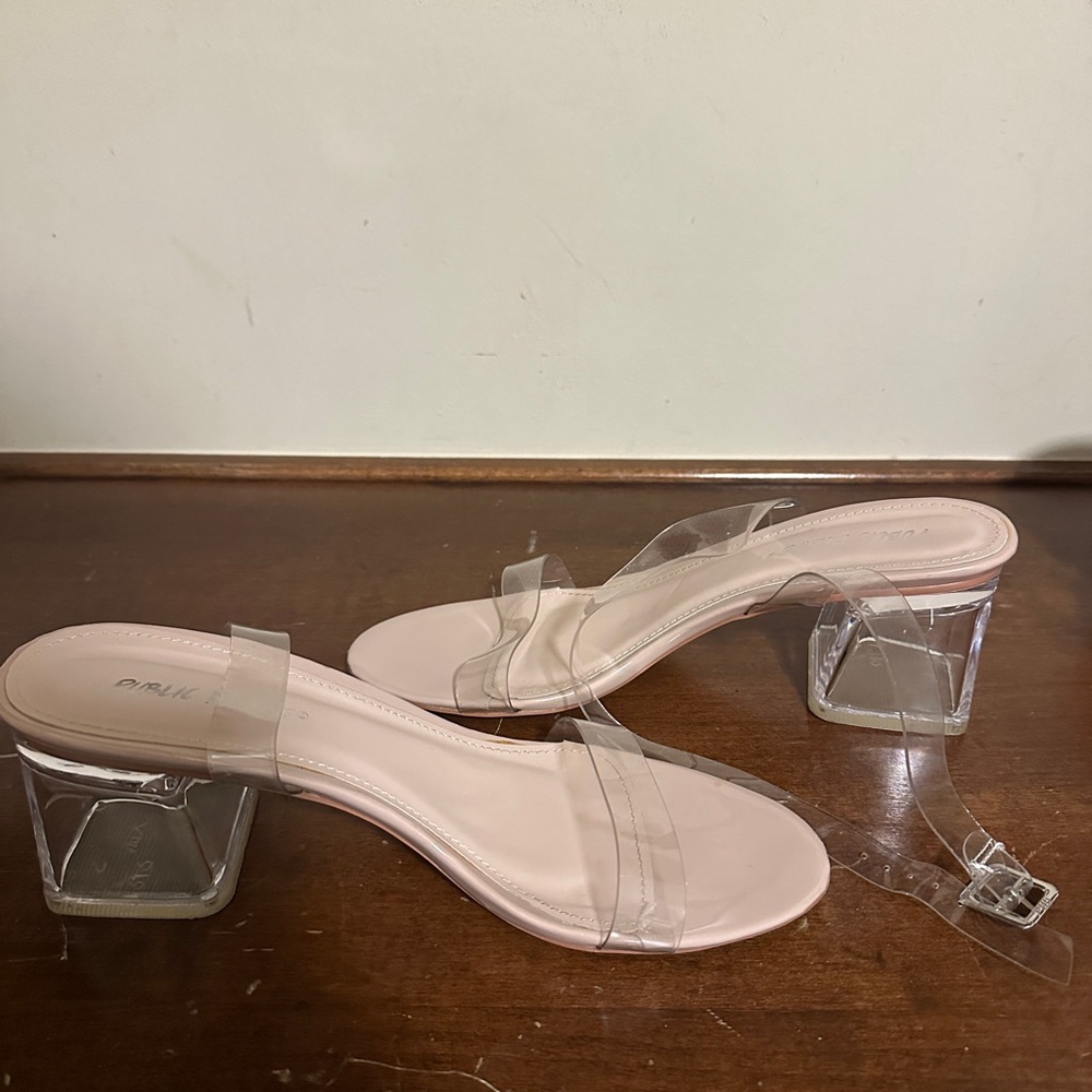 Beuatiful clear block heels